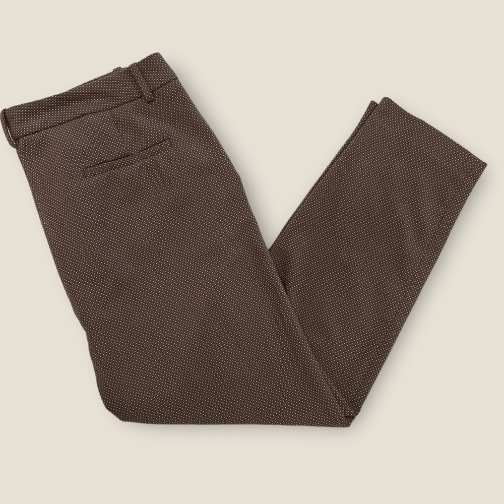 Zara women’s trousers Brown with tiny‎ cream dots size 10